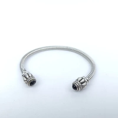 Brazalete Brazalete De Colección Plata de Ley 925 México 29g Ónix Negro Torcido Foto 1 de 4