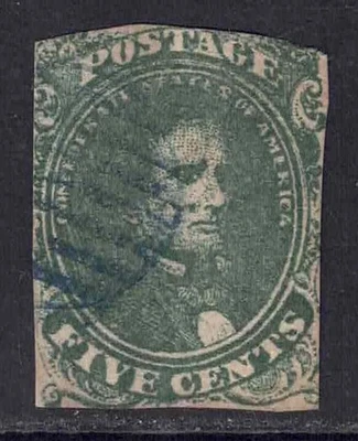 Confederate States Scott 1 5c Jefferson Davis Stamp 1861 used cm213 - Image 1 of 2