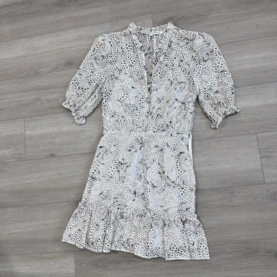 Vestido VERONICA BEARD Jax Eyelit Floral Volantes Manga Abullonada Talla 2 Foto 1 de 4