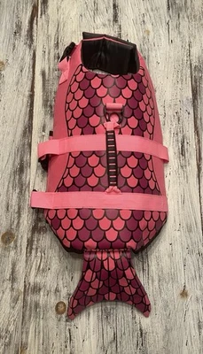 Mermaid Pet Safety Vest Swim Preserver Jacket Size Medium - Pink - Image 1 of 4