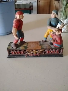 Baseball "Hometown” Mechanical Coin Bank Cast Iron Retro Toy - Bild 1 von 3