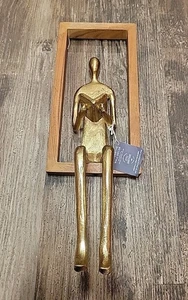 Statua lettore sitter mensola oro astratta statuina appendi parete decorazione biblioteca moderna - Foto 1 di 3