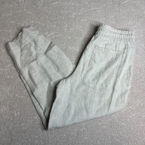 Pantalón tobillo de lino tiro alto tiro medio Athleta cintura elástica básico para mujer - Imagen 1 de 6