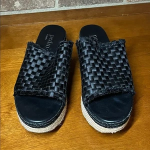 Pedro Garcia schwarze gewebte Espadrille Keilabsatz Pantoletten Sandalen Größe 39 oder 9 - Bild 1 von 12