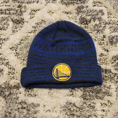 Golden State Warriors Hat Beanie Mens One Size Blue Black NBA Basketball Adidas - Image 1 of 4