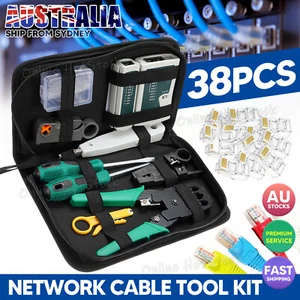 Analyzer Network Cable Tool Kit LAN Crimper Down Wire Stripper Cat5 6 RJ45 BAG - Picture 1 of 9