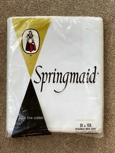 Vintage SPRINGMAID Solid White Double Bed FLAT Sheet 100% Cotton 81 x 108 USA - Picture 1 of 4
