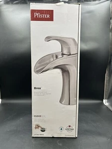 PFISTER BREA SINGLE HANDLE 1 HOLE BATHROOM FAUCET BRUSHED NICKEL W DECKPLATE - Picture 1 of 2