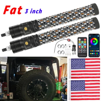 2x3FT Espiral LED Látigo Graso Luces Antena RGB Persecución Para CF-MOTO UFORCE 1000 800 Foto 1 de 4