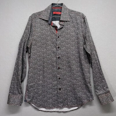 Camisa Georg Roth Para Hombre Grande Negra Roja Floral Manga Larga Abotonada Foto 1 de 4