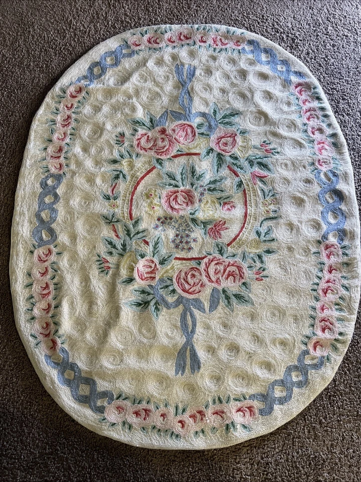 Винтажный овальный ковер Ralph Lauren Blu Label с цветочным рисунком - Изображение 1 из 4