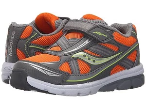 Saucony Baby Ride Sneakers Non-Tie Orange/ Dark Grey Little Boys Size 9 M - Picture 1 of 6