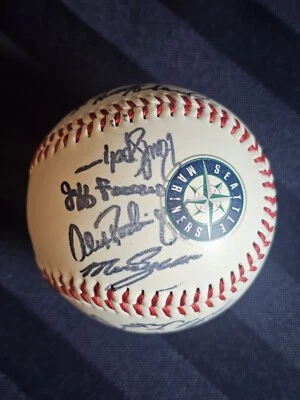 Seattle Mariners 1998 Facsimile Autograph Ball Lou Pinella Alex Rodriguez  - Image 1 of 3