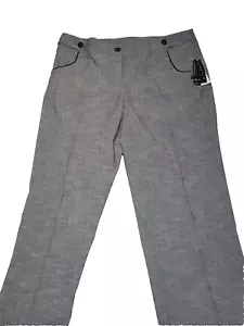 AGB Size 12 Women's Stretch Slacks Gray Black Weave Straight Leg Dress Pants NWT - Picture 1 of 11