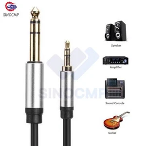 Cable AUX de 3,5 mm 1/8" macho a 6,35 mm 1/4" macho adaptador se adapta a mezclador amplificador audio - Imagen 1 de 9