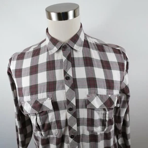 Guess Boys Cotton LS Button Up Army Green White Red Plaid Dress Shirt Youth XL - Picture 1 of 7