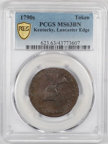 PCGS MS63BN 1790s Kentucky Colonial Cent Lancaster Edge - W-8810 R.5 Cover
