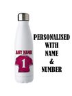Personalisierte Aluminium Wasserflasche pink (FUSSBALL) Künstlereindruck