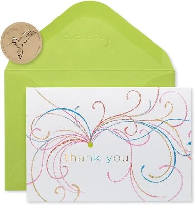 Papyrus Swirl Thank You Boxed Blank Note Cards with Glitter, 14-Count W - Image 1 of 3