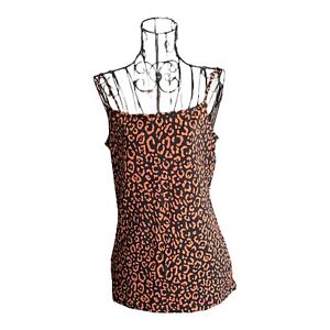 Ladies Ann Taylor Cheetah Print Camisole Size M Black Rust Adjustable Strap