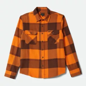 Camisa De Franela BRIxTON Bowery Gr: M Naranja Marrón A Cuadros - Imagen 1 de 6