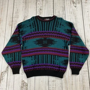 VTG SCANDIA USA MADE AZTEC SOUTHWESTERN SWEATER UNISEX BAGGY COSBY MULTICOLOR L - Picture 1 of 6