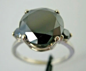 3.35ctw REAL BLACK DIAMOND RING *3 DIA'S* FREE DIAMOND TESTER,CERTIFICATE,SIZE 5 - Picture 1 of 12