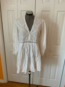 Zara Manga Larga Algodón Verano Vestido Blanco Cubrir Blusa Talla XS - Imagen 1 de 8