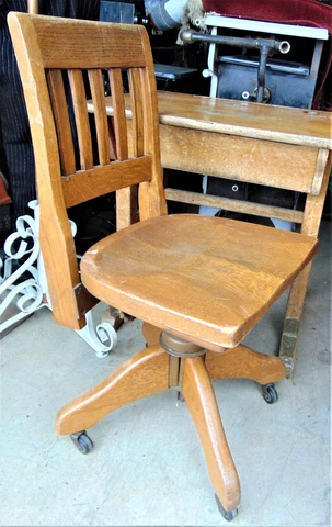 Antique Oak Swivil Office Chair Adjustable Chair Cover