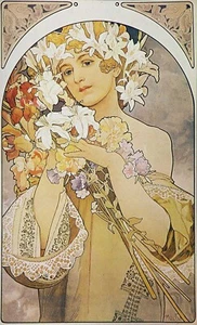 Blume von Alphonse Mucha als HIQU Kunstdruck auf Leinwand - Bild 1 von 2