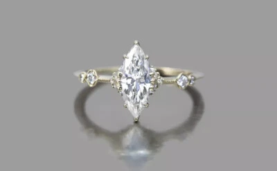 1.50Ct White Marquise Cut CZ Delicate Engagement Ring 925 Sterling Silver - Image 1 of 3