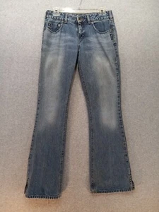 Vintage Silber Damen Jeans Schlitz Knöchel Straight Leg Flare Low Rise Größe 29x32 - Bild 1 von 8