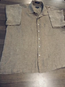 Alan Fusser Men’s Short Sleeve Shirt Brown 100% Linen Size XXL - Picture 1 of 5