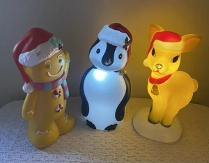 3 Holiday Time 11" Blasform Tischplatte RENTIER PINGUIN LEBKUCHENMANN beleuchtet - Bild 1 von 7