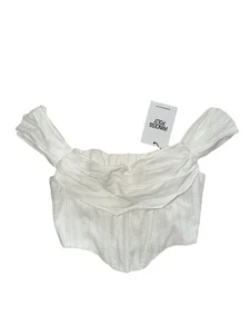 New Princess Polly Crop Tank Women’s Size 0 White  - Picture 1 of 3