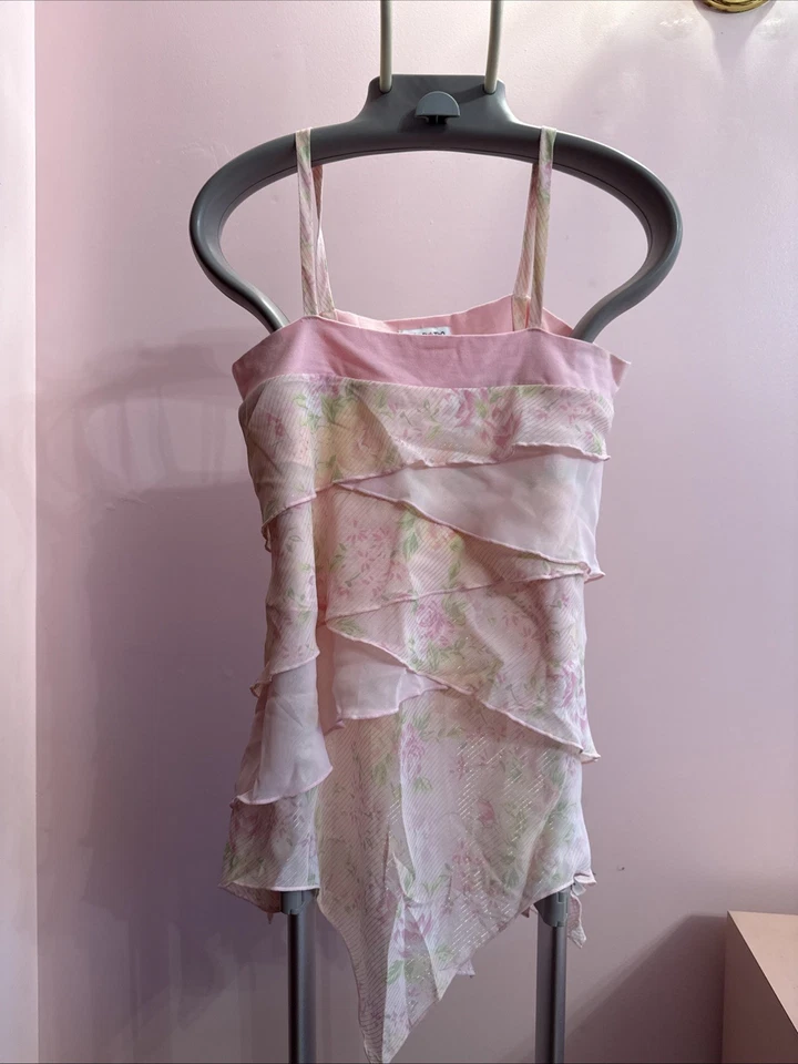 Vintage Y2K Limited Too Pink Ruffle Top Girls L 14 - Image 1 of 4