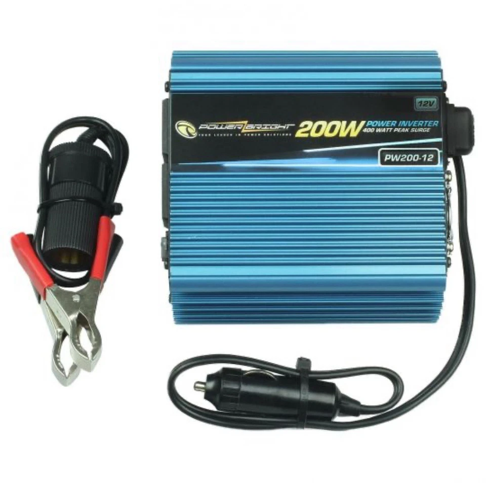 Power Bright 200W Power Inverter 12V 400W Peak Surge - Image 1 of 1