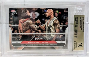 2025 Topps Now WWE #3 Roman Reigns The Rock BGS Impristine 10 Gold Label - Imagen 1 de 4