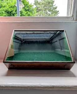 Antique Oak Glass Countertop Jewellery Display Case Vintage Counter Top Cabinet - Picture 1 of 16