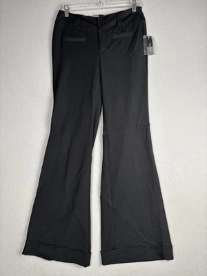 Pantalones Bisou Bisou Michele Bohbot para mujer 4 negros acampanados puños elásticos vestido trabajo Foto 1 de 4