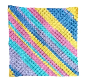 Beautiful New Handmade Crochet Baby Blanket Afghan Colorful Striped Soft 24x24 - Picture 1 of 4