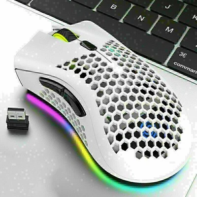 Hollow Rechargeable RGB Glowing Wireless Gaming Mouse For PC Laptop Computer - Image 1 of 4