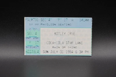 Boleto de concierto Motley Crue 1994, Coca-Cola Star Lake Foto 1 de 2