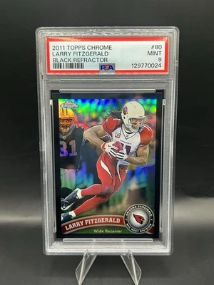 Larry Fitzgerald 2011 Topps Chrome Black Refractor /299 PSA 9 MINT #80 Cardinals - Image 1 of 4
