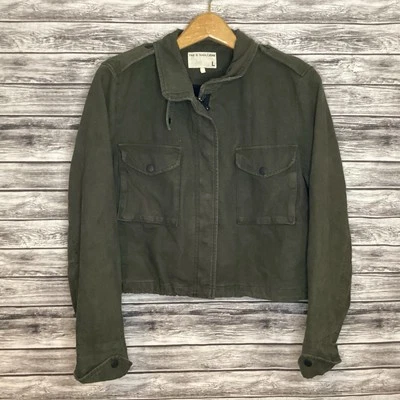 Rag & Bone Jacket Womens Large Green Military Style Cropped Fatigue Jean - Image 1 of 4