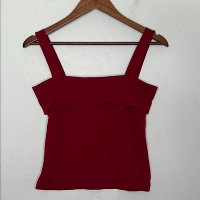 Anchor Blue Vintage Red Square Neck Tank Top Women's Large 100% Nylon Y2K Retro - Image 1 of 3