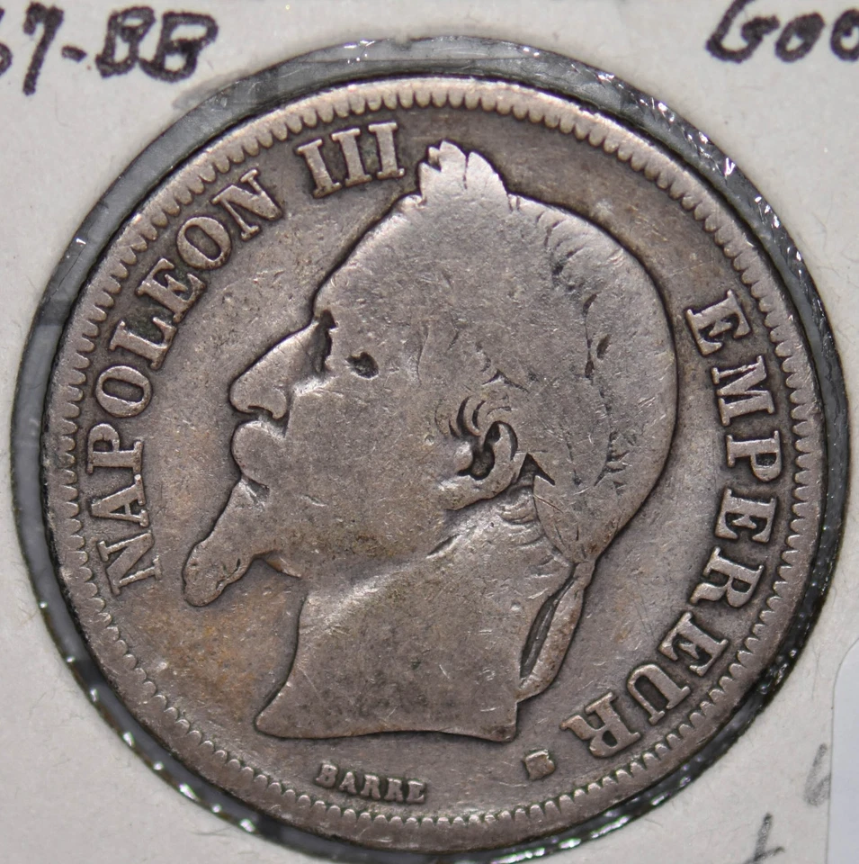 France 1867 BB 2 Francs silver  290033 combine shipping - Image 1 of 2