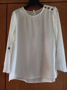 Ladies Maurices Off of White Top Tunic Top Long Sleeve Sz S - Picture 1 of 3