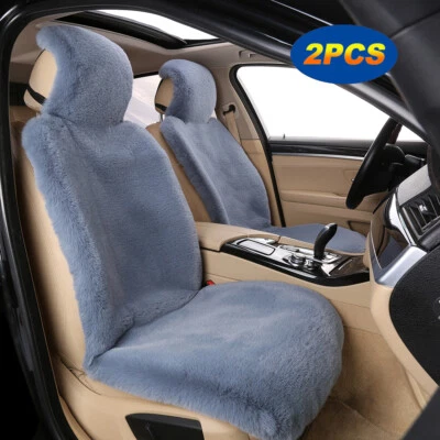 2x Simulation Sheepskin Car Front Seat Cover Cushion Seat For Mercedes-Benz Foto 1 de 4