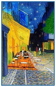 Cafe Terrace at Night by  Impressionist Van Gogh Counted Cross Stitch Pattern - Picture 1 of 9